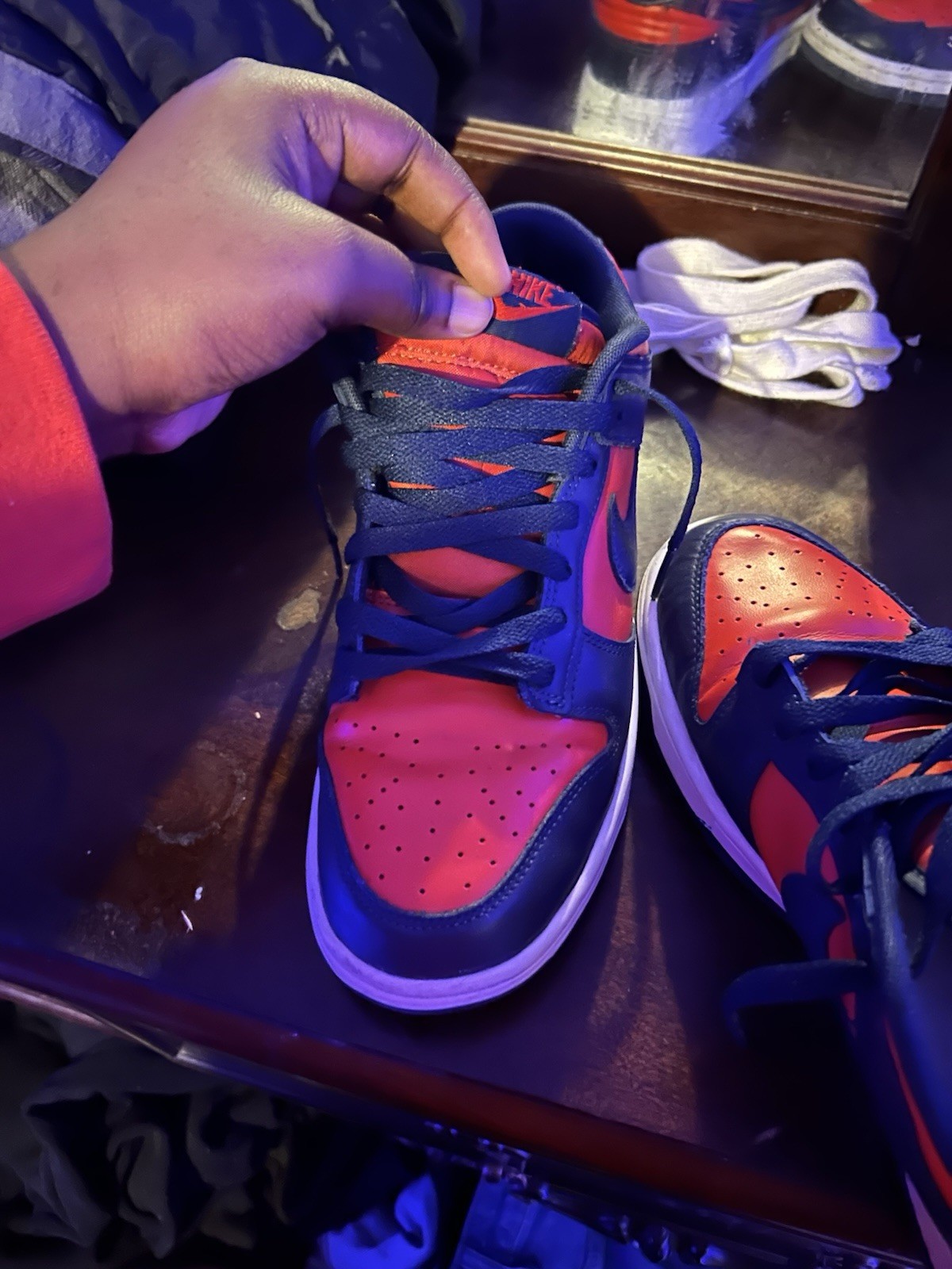 Nike Dunk Men’s Low-Top Lace-Up Sneakers Colorblock Navy/Red/White