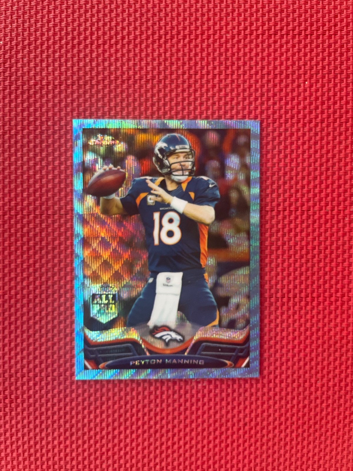 2013 Topps Chrome Peyton Manning Blue Wave Refractor #1 Broncos