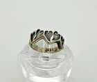 Vintage Mexico .925 Sterling Silver Oxidized Heart Ring Size 6.75