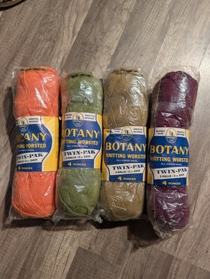 Botany Yarn All Virgin Wool 4 Twin Packs Different Colors 4oz Per Pack