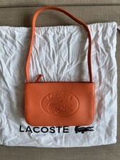 Borsa a tracolla Lacoste Croco Crew NF3576NL in pelle a grana arancione ottima