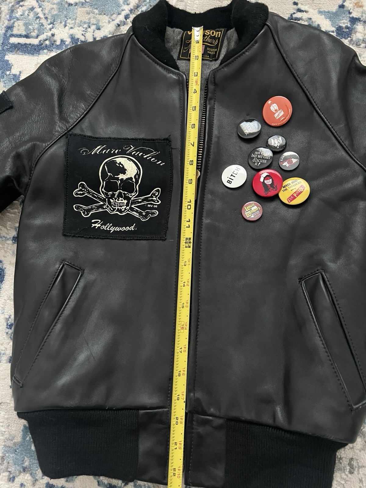 Vanson Leather Varsity Jacket w/ Marc Vachon Patches • Sz 34 image 8