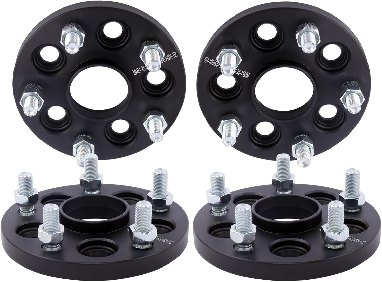4PC Black 5X100 to 5X4.5 Hubcentric Wheel Adapters 15Mm with 12X1.25 Studs Compa