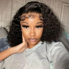 Curly Short Bob Frontal Wigs Deep Water Wave 13X6 Hd Lace Frontal Human Hair Wig