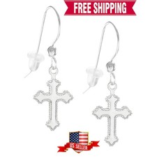Small Sterling Silver Cross Earrings