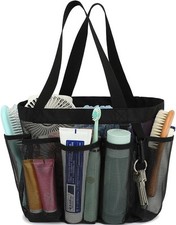 Mesh Shower Caddy Portable for College Dorm Room Multiple Pockets-Black