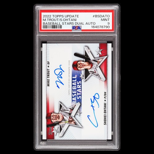 2022 Topps Update Baseball Stars SHOHEI OHTANI / MIKE TROUT Dual Auto 4/5 PSA 9