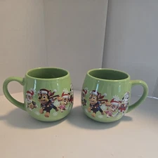 2 Paw Patrol Christmas Green Mug Dogs Chase Skye Marshall Rubble Hot Cocoa EUC