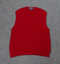 Polo Ralph Lauren Sweater Vest Mens XL Red Cable Knit Pullover V Neck Pony Pima