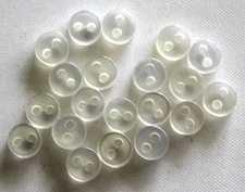 20 x Clear, 2 Hole, 5mm  Astor Plastic Buttons