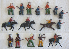 MINIATURE METAL COWBOYS  INDIANS FIGURES APPROX 2" GORGEOUS CONDITION- 12 SHIP 