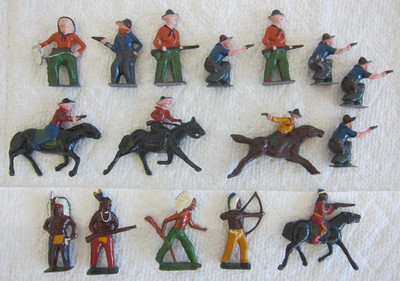 MINIATURE METAL COWBOYS & INDIANS FIGURES APPROX 2'' GORGEOUS CONDITION-$12 SHIP!