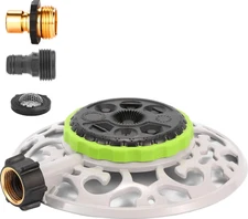 Expert Gardener 8-Pattern, Adjustable Area Sprinkler with Weighted Metal Base