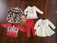 Toddler Christmas Holiday Outfit Lot  12-18 M Dress Disney Sweater Target Set