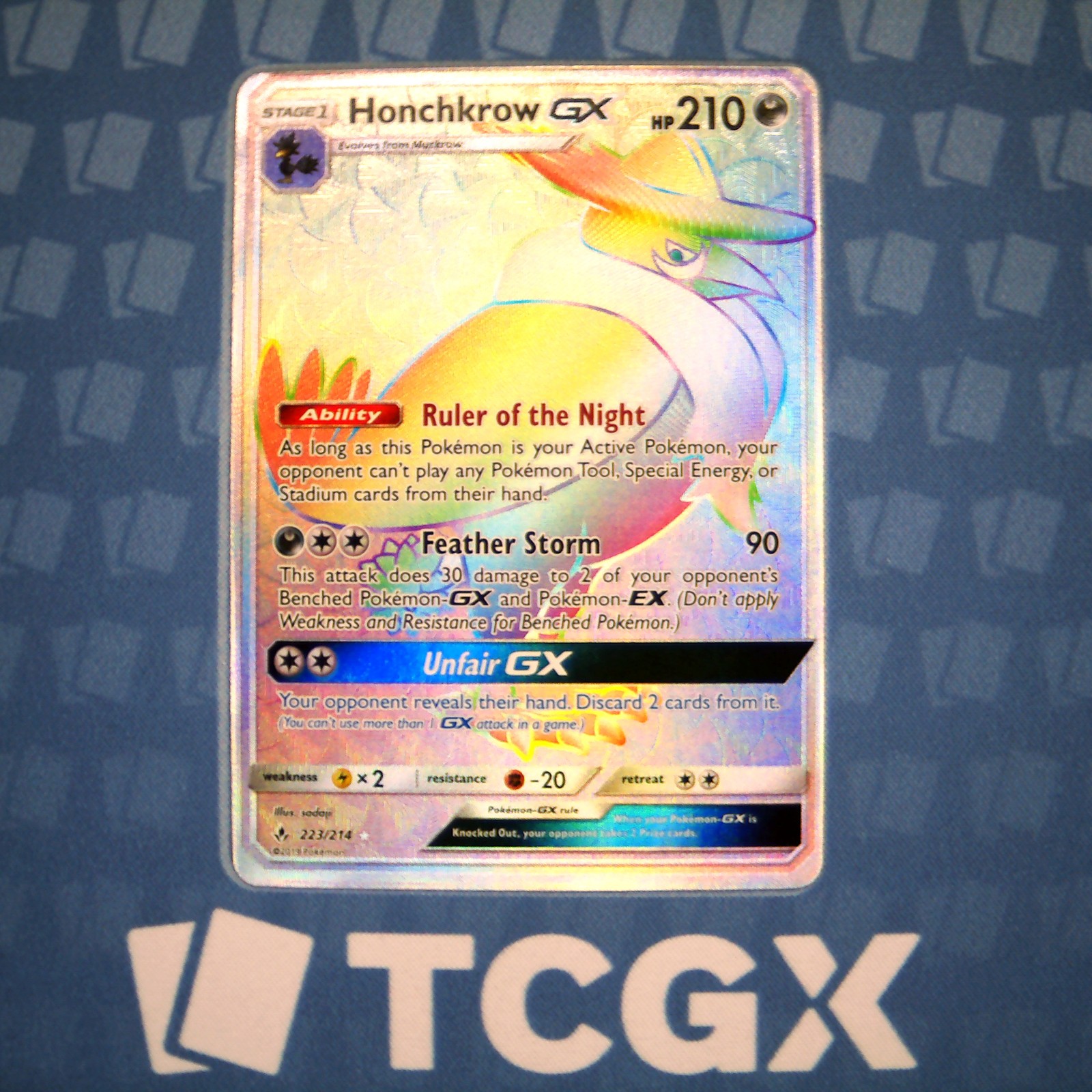 Pokemon - Honchkrow GX (Secret) - 223/214 - SM Unbroken Bonds - Holo NM