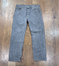 Vintage Levis Jeans Mens 38 36x30 Gray Denim Pants 501XX Button Fly Straight