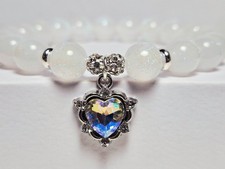 Sparkling Beaded Bracelet with Crystal Heart Pendant|Handmade