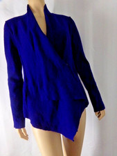 EILEEN FISHER Jacket size XSmall royal blue boiled wool draped front panels