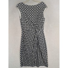 Lauren Ralph Lauren Sheath Dress Women's 10 Navy White Geometric Knot