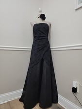 VTG Y2K Jump Apparel Black Glitter Floral Prom Dress Maxi Gown 90S Whimsygoth