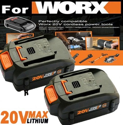 2Pack For WORX 20 Volt MAX Extend Lithium Battery WA3520 WA3525 WA3575 WG155