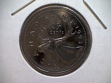 1993 Canada Uncirculated Proof-Like   25 Cent Coin.