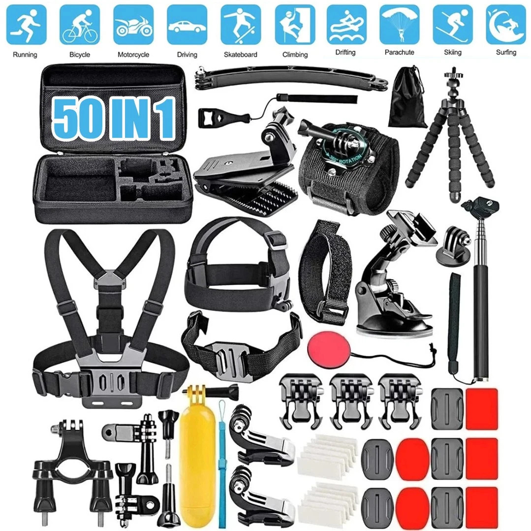 50-in-1 Action Camera Accessory Kit for Gopro Hero 13 12 11 10 9 + Dive Case USA-image