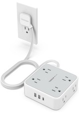 Flat Extension Cord Flat Plug Power Strip, 8 AC Outlets 3 USB CHARGER 5 FT cord