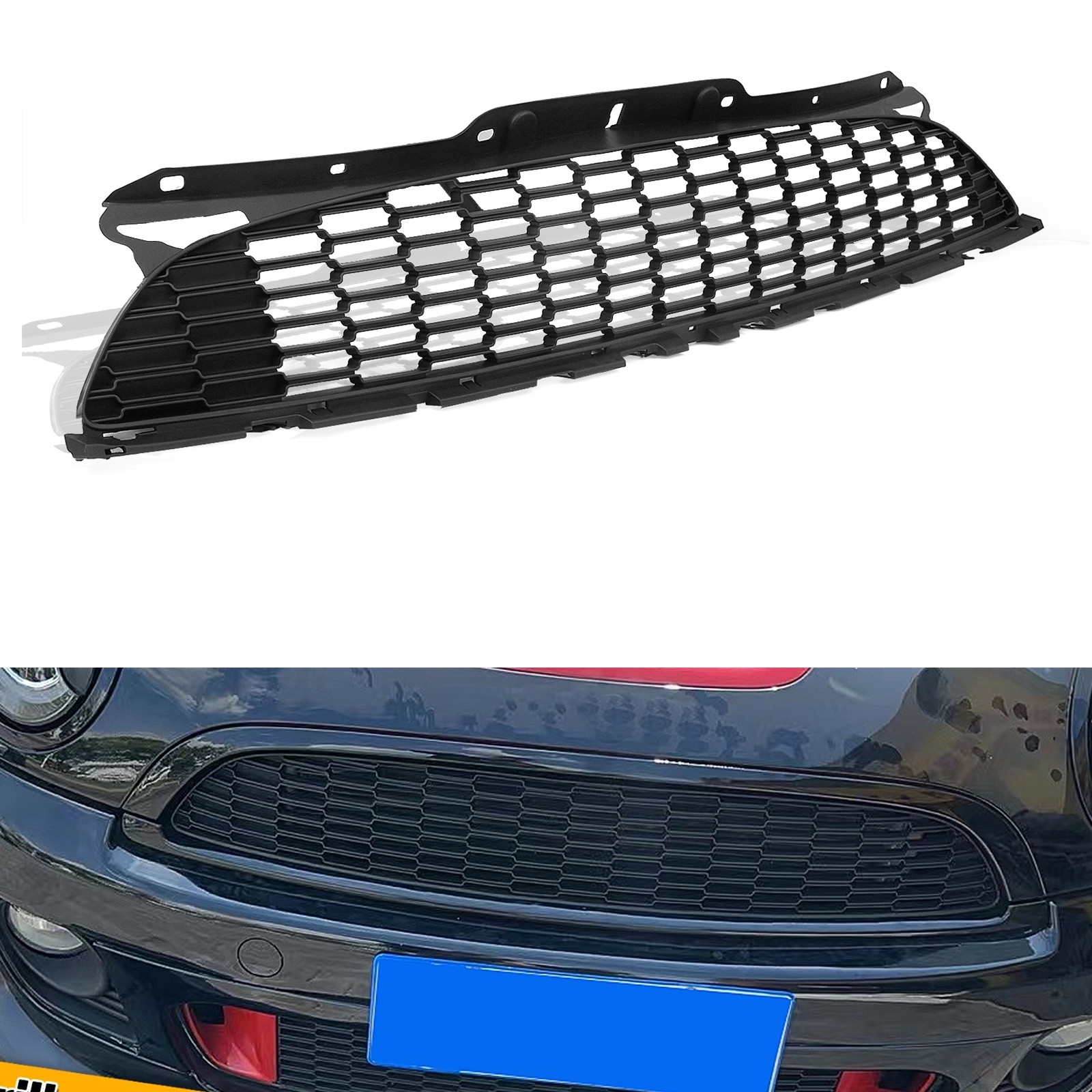1pc Black Front Bumper Grille Mesh For Mini Cooper S R55 R56 R57 R58 R59 07-15