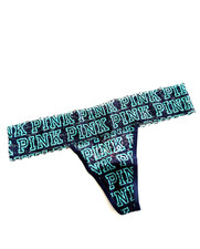 Victoria's Secret PINK Allover Lace Thong Panty Blue PINK Print