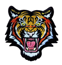 Vibrant Bengal Tiger Embroidered iron on Patch 3 1/4 x 3 3/4 inch