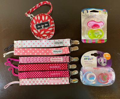 Pacifier LOT 6-18m PHILIPS AVENT Fashion GERBER CALMING Clips Case