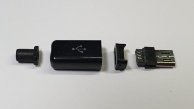 Micro USB - Stecker Jack Kit - Silber / Schwarz - 5 Pin - Reparatur Kit - UK Kostenloser Versand