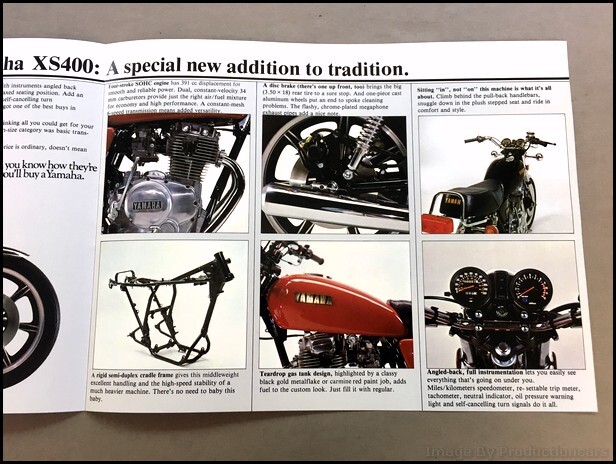 1978 Yamaha XS400 XS 400 Motorcycle Bike Vintage Sales Brochure