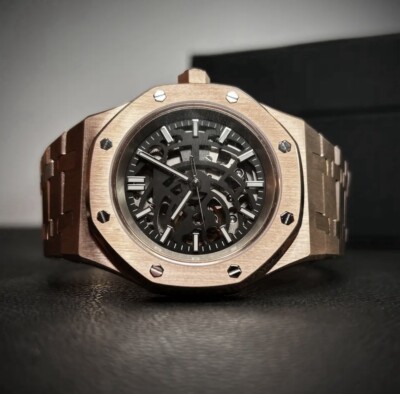 Custom 41mm Rose Gold  RO  Style Skeleton Mod w/ NH70 Automatic
