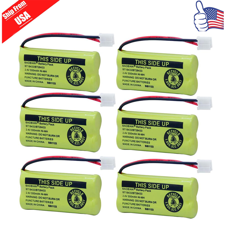 6pcs cordless phone battery for at t lucent bt18433 bt28433 bt6010