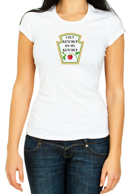 Tomate Ketchup Logo Label weiß Damen 3/4 Kurzarm T-Shirt Z131