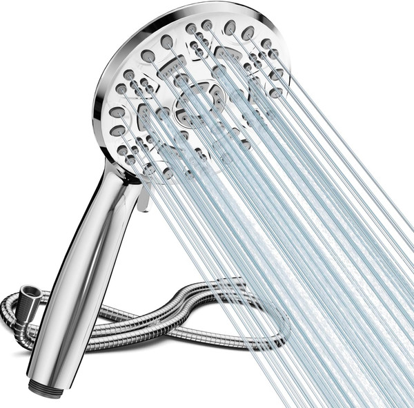 Duschkopf Mit Schlauch, Handbrause Wassersparend Mit 8 Strahlarten, Hochdruck D-image