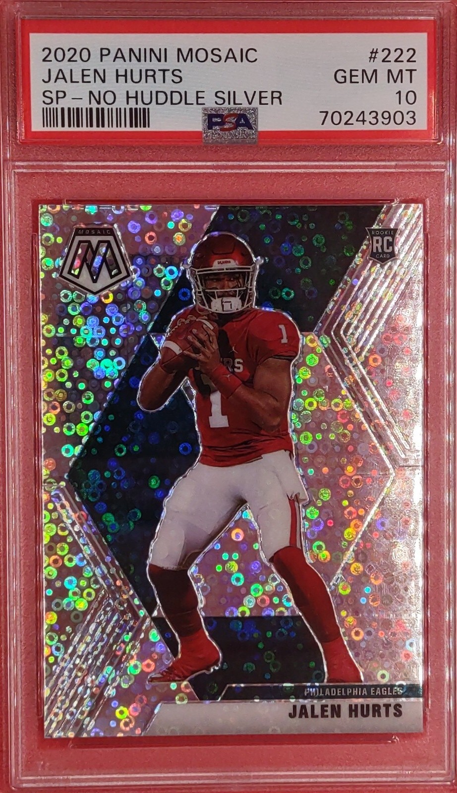 JALEN HURTS RC 2020 Mosaic #222 Photo Variation N/H Silver Disco PSA 10 Gem