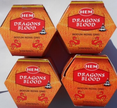 HEM Räucherkegel Backflow mit Loch Drachenblut Dragonsblood  4x40 Stück (160x)