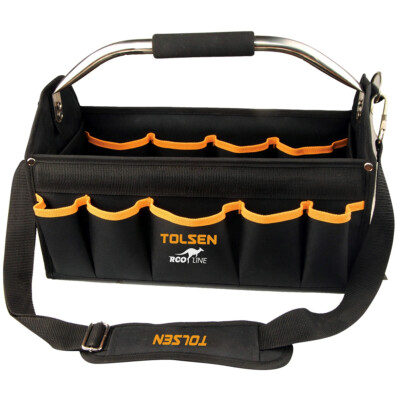 Tolsen Werkzeugtasche mit Schultergurt XL Werkzeug Tasche Hobby Edelstahl Griff