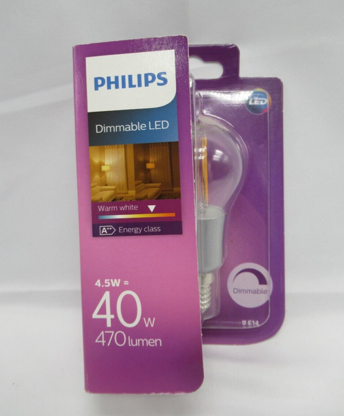 Philips Led Leuchtmittel Tropfen 4,5W = 40W E14 Klar Warmweiß 2700K Dimmbar-image