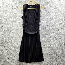 Target Womens A-line Dress Size 10 Black Stretch Knit Sleeveless V-Neck Ruched