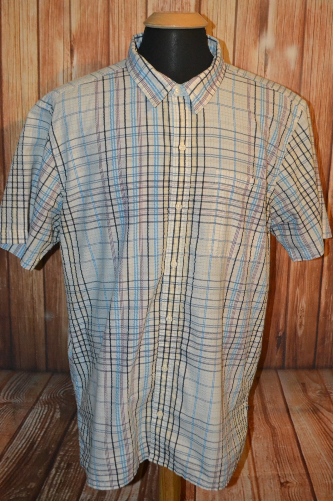 Patagonia Men's Seersucker Colorful Check Short Sleeve Casual Shirt Size 2XL