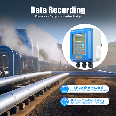 Wall Mounted Digital Ultrasonic Flowmeter Water Flow Meter & TM-1 TS-2 TUF-2000B