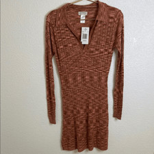 NWT- L*Spcae - Rust lightweight Long Sleeve knit Dress- Size Medium