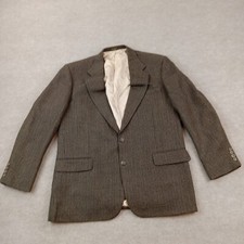 Oscar De La Renta Blazer Mens 44 Brown Black Single Breasted Lined Career Wool