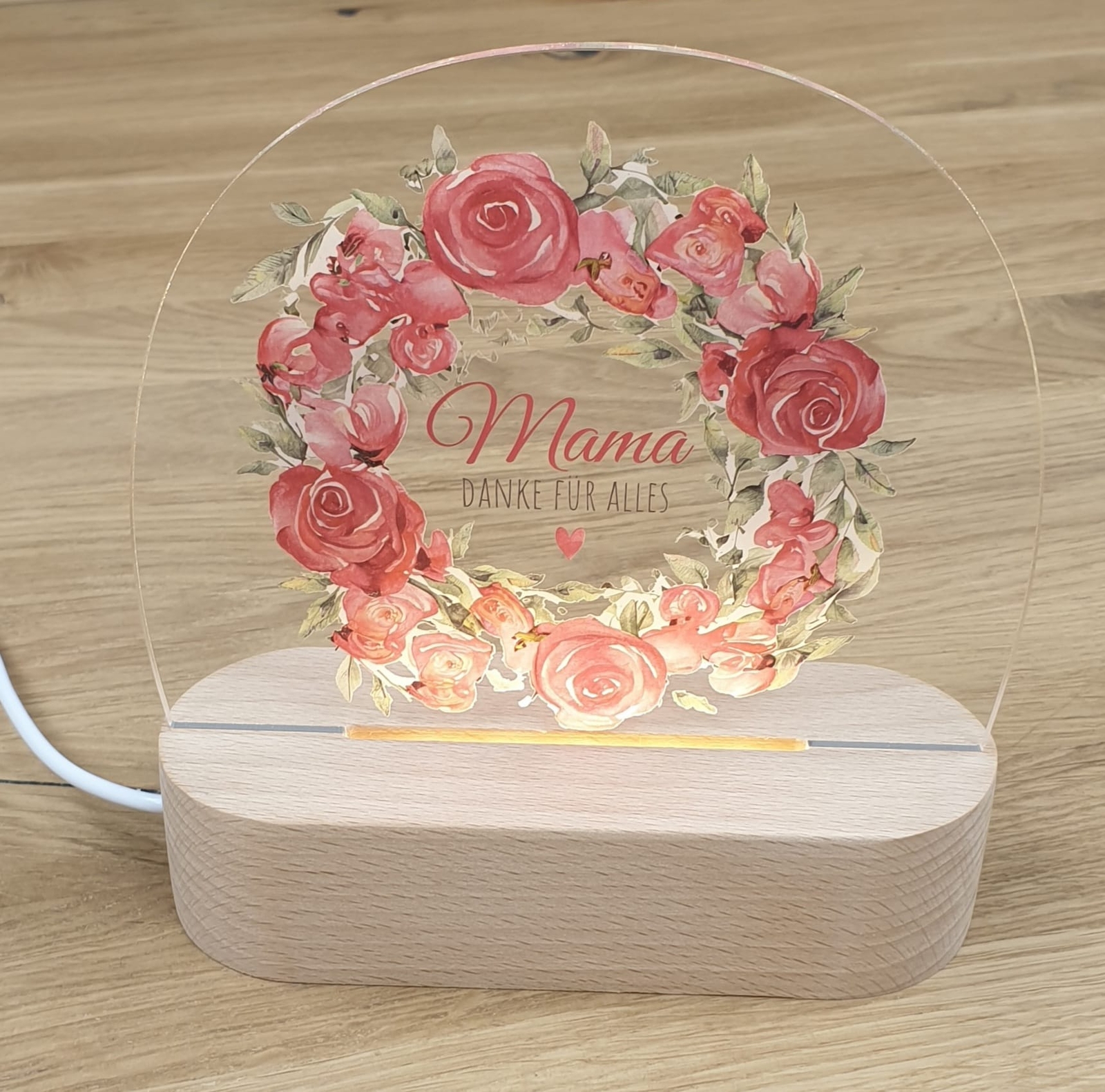 Lampe zu Muttertag ROSENKRANZ - LED, Geschenk für Mama, Mutti, Dankeschön