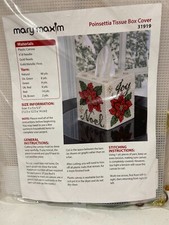 Mary Maxim Poinsettia Tissue Box Cover Kit 31919 Plastic Canvas New Unopened