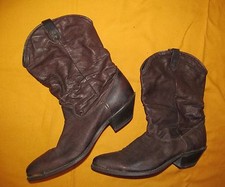 1980s Vtg DINGO Brown leather Cowboy western slouch slip on boots size 8.5 M